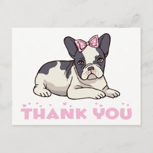 Cartão Postal Lindo Bulldog Francês Obrigado Frenchie Cachorrinh
