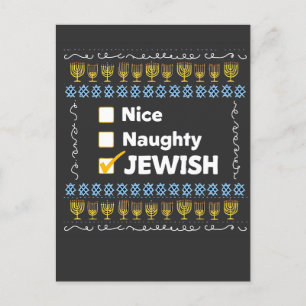 Cartão Postal Lindo Camiseta Feia de Hanukkah Judaica Safada