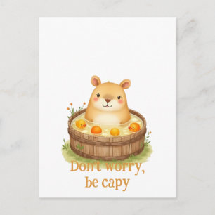 Cartão Postal Lindo Capivara em Aquarela na Banheira de Hidromas