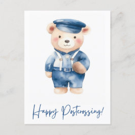 Cartão Postal Lindo carteiro urso | Postcrossing | Aquarela 