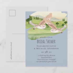 Cartão Postal Lindo Casamento de Corujas