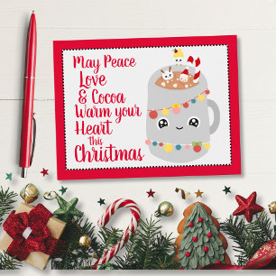 Cartão Postal Lindo Chocolate Quente Kawaii Natal Desenho Animad