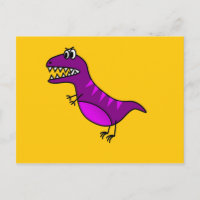 Lindo dinossauro roxo zangado de desenho animado