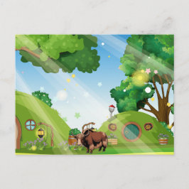 Cartão Postal Lindo e adorável iaque marrom