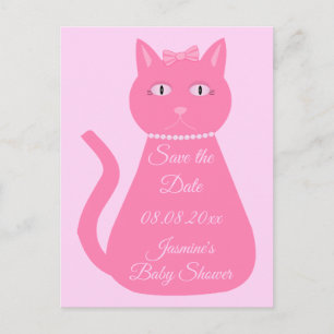 Cartão Postal Lindo Gatinho de Bebê Menina Rosa Personalizado Ch