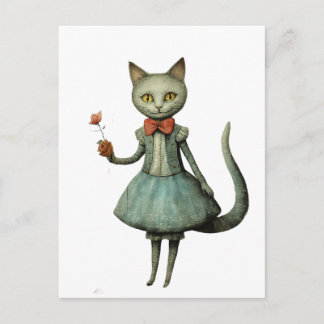 Cartão Postal Lindo Gato Cinza Caprichoso