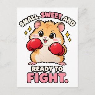 Cartão Postal Lindo hamster de boxe pronto para lutar