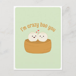 Cartão Postal Lindo Kawaii Bolinho Bao Comida Asiática Piada Cit
