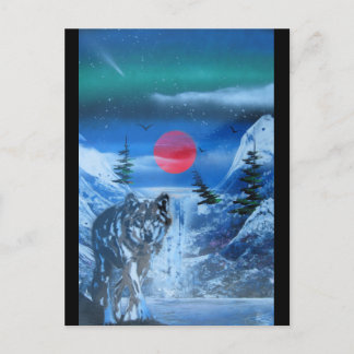 Cartão Postal Lindo lobo no pôr do sol