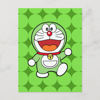 Cartão Postal Lindo Mini Doraemon Anime Verde