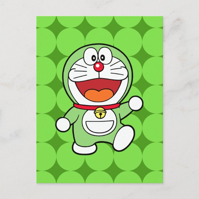 Cartão Postal Lindo Mini Doraemon Anime Verde (Frente)