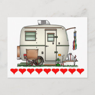 Cartão Postal Lindo Ovo de Vidro Antigo de RV Reboque de Viagem
