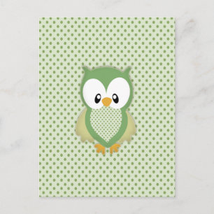 Cartão Postal Lindo owl macio verde creme e amarelo