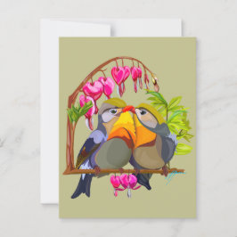Cartão Postal Lindo par de pássaros Robins de Pequim