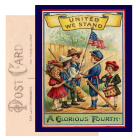 Cartão Postal Lindo Patriótico Vintage do Dia da Independência