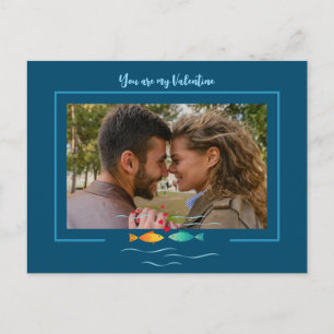 Cartão Postal Lindo peixe de amor no oceano foto personalizada