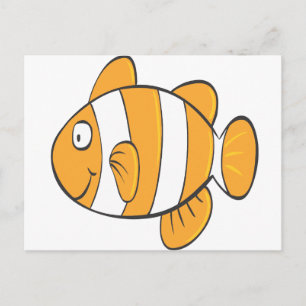 Cartão Postal lindo pequeno peixe-palhaço feliz personagem de de