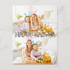 Cartão Postal Lindo Personalizado 2-fotos Família Feliz Páscoa