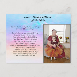 Cartão Postal Lindo Poema Memorial com Foto