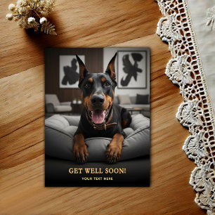 Cartão Postal Lindo Postal de Doberman Pinscher para Melhoras