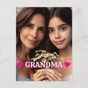 Cartão Postal Lindo Presente Personalizado com Foto para Avó e A