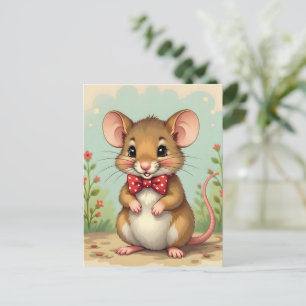 Cartão Postal Lindo rato adorável com gravata