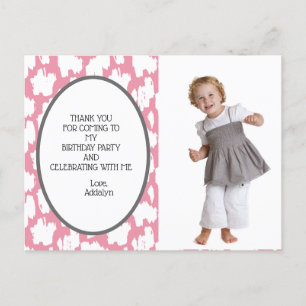 Cartão Postal Lindo Rosa Branco Cinza Aniversário Obrigado