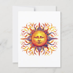 Cartão Postal Lindo Sol Ilustrado