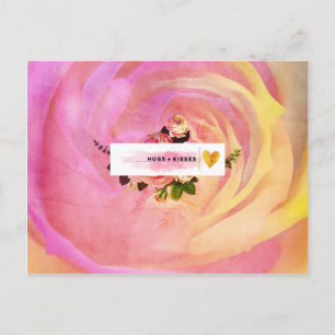Cartão Postal Lindo, surreal, abstrato, colorido, rosa, floral