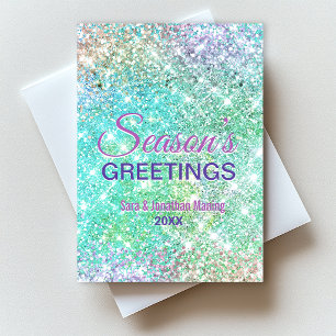 Cartão Postal Lindo verde ombre glitter Natal ano novo