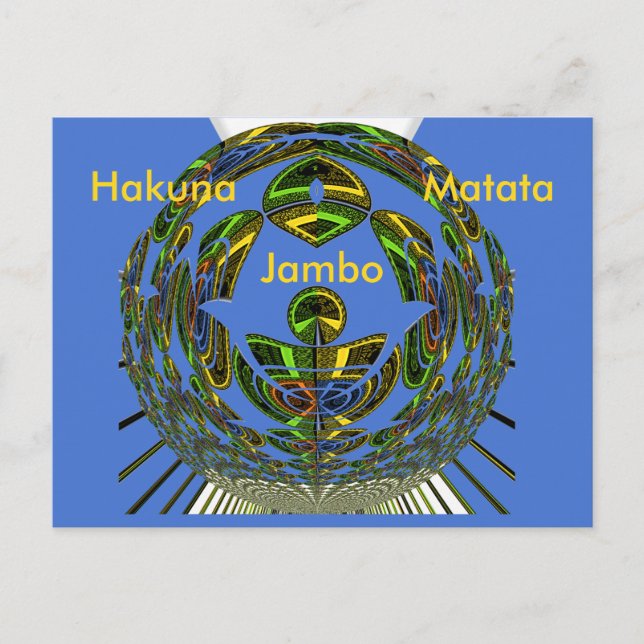 Cartão Postal Lindo Vetor Étnico Tradicional Africano Azul (Frente)