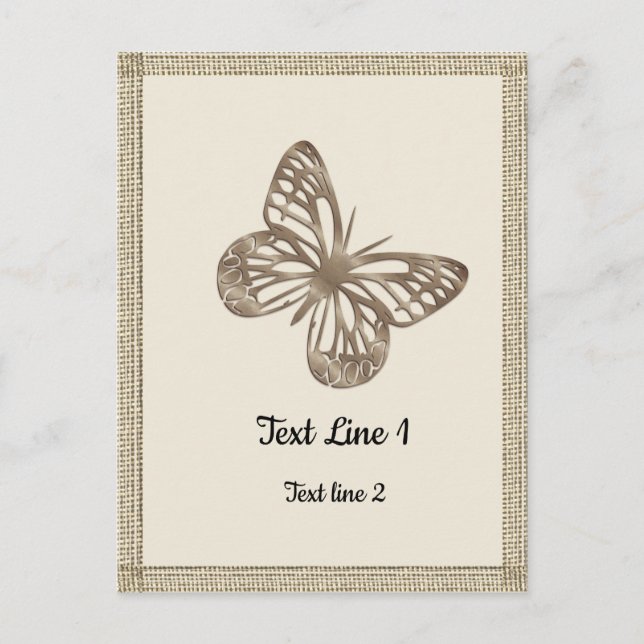 Cartão Postal Lindos Borboletas Douradas Obrigado Festa Bebê (Frente)