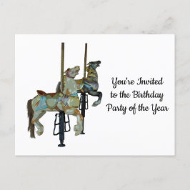 Cartão Postal Lindos Cavalos de Carrossel do Pretty Merry Go Rou