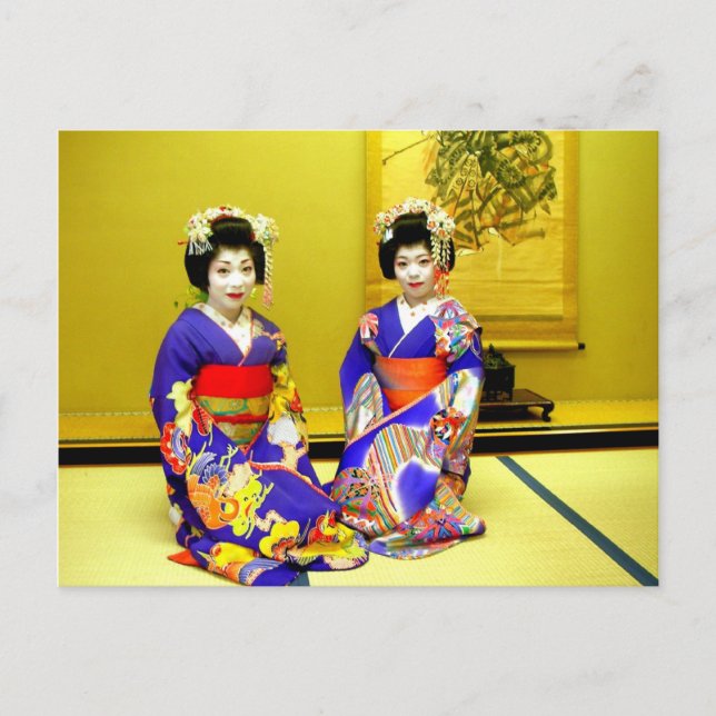 Cartão Postal Lindos Geishas/Saudações do Japão (Frente)