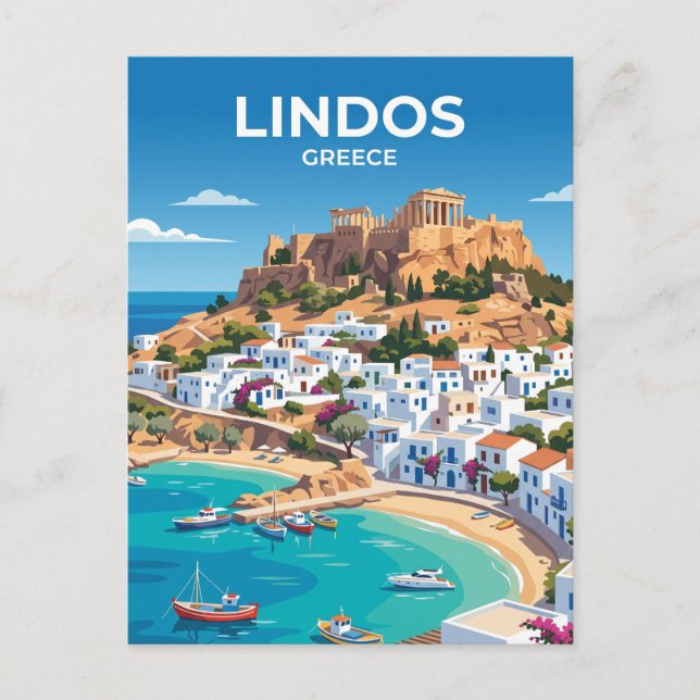 Cartão Postal Lindos Grécia (Frente)