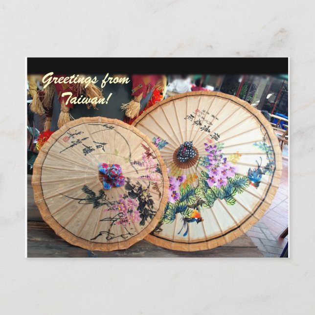 Cartão Postal Lindos Guarda-chuvas Bambu de Taiwan (Frente)