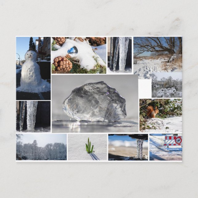 Cartão Postal Lindos sentimentos de gelo, neve e inverno! (Frente)