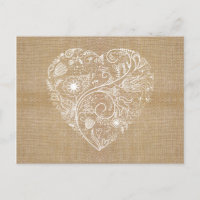Linen burlap flower heart