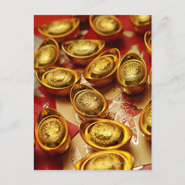 Cartão Postal lingotes de ouro chineses (Frente)