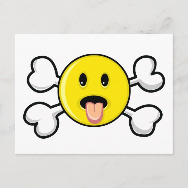 Cartão Postal língua Crânio e ossos cruzados (Frente)