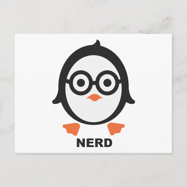 Cartão Postal Língua - nerd - pinguim (Frente)