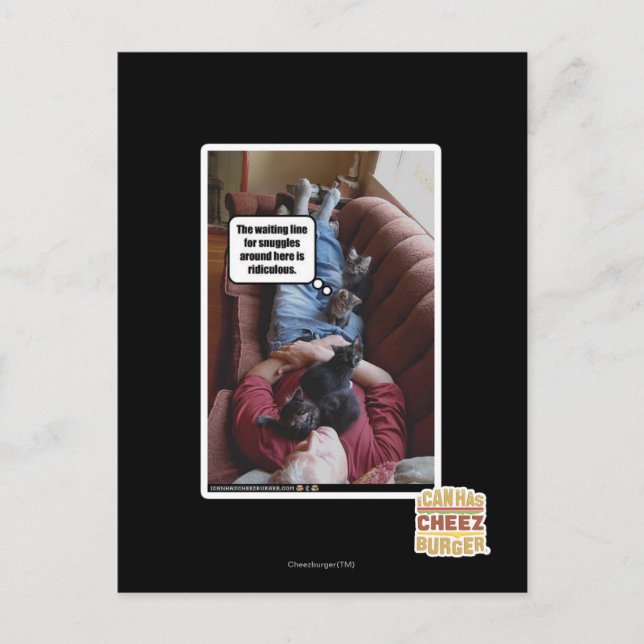 Cartão Postal Linha de espera para snuggles (Frente)