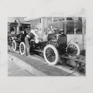 Cartão Postal Linha de Montagem de Automóveis, década de 1920