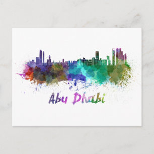 Cartão Postal Linha do horizonte Abu Dhabi em aquarela