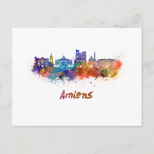 Cartão Postal Linha do horizonte Amiens em aquarela