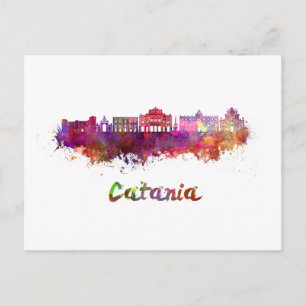 Cartão Postal Linha do horizonte Catania em aquarela