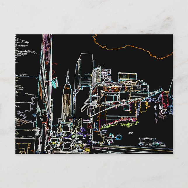 Cartão Postal Linha do horizonte colorida em Manhattan (Frente)