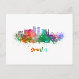 Cartão Postal Linha do horizonte de Omaha V2 em aquarela