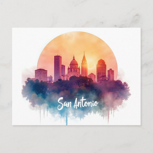 Cartão Postal Linha do horizonte de San Antonio Texas (Frente)