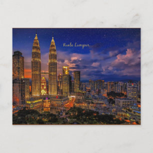Cartão Postal Linha do horizonte Kuala Lumpur à noite